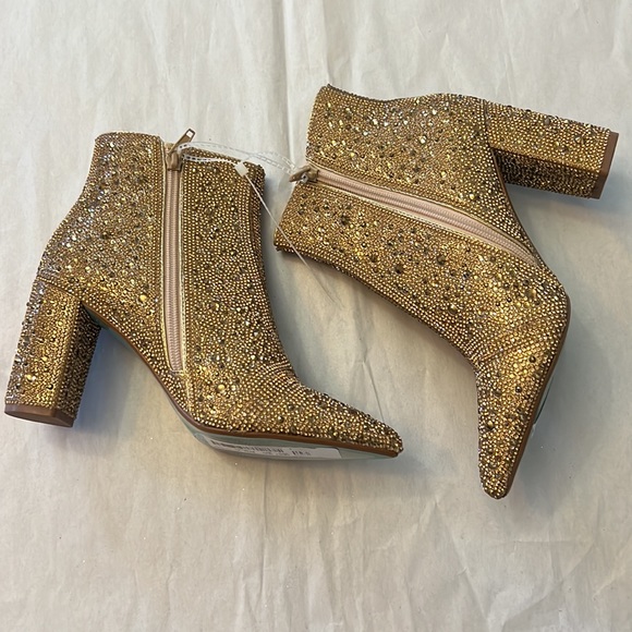 Blue by Betsey Johnson Cady Rhinestone Embellished Block Heel Booties - Picture 5 of 14